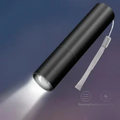Portable Mini LED Flashlight, LED Torch Rechargeable 3 Lighting Modes Waterproof Retractable Powerful Light Torch Outdoor Zoom Torch