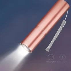 Portable Mini LED Flashlight, LED Torch Rechargeable 3 Lighting Modes Waterproof Retractable Powerful Light Torch Outdoor Zoom Torch