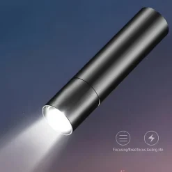 Portable Mini LED Flashlight, LED Torch Rechargeable 3 Lighting Modes Waterproof Retractable Powerful Light Torch Outdoor Zoom Torch