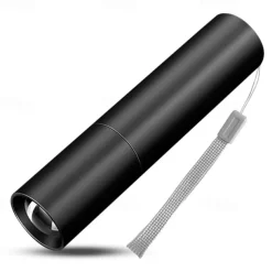 Portable Mini LED Flashlight, LED Torch Rechargeable 3 Lighting Modes Waterproof Retractable Powerful Light Torch Outdoor Zoom Torch