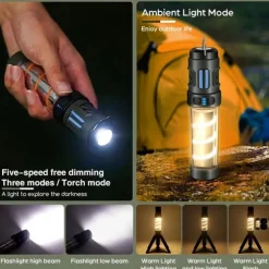 Portable Mosquito Repeller with Camping Light – Rechargeable Magnetic Mosquito Repellent Lamp for Fishing, Hiking, and Tents