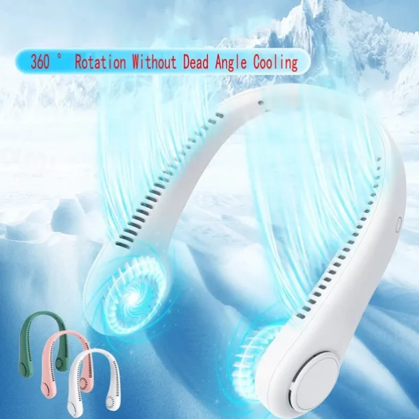 Portable Neck Fan Electric Wireless Fan USB Charging Mini Ventilator Cooling Vaneless Silent Neck Fan Sport Travel Work Learning Neck Hanging Shoulder Neck Fan Touch Third Gear Adjusts Long Range