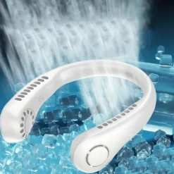 Portable Neck Fan Electric Wireless Fan USB Charging Mini Ventilator Cooling Vaneless Silent Neck Fan Sport Travel Work Learning Neck Hanging Shoulder Neck Fan Touch Third Gear Adjusts Long Range