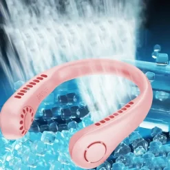 Portable Neck Fan Electric Wireless Fan USB Charging Mini Ventilator Cooling Vaneless Silent Neck Fan Sport Travel Work Learning Neck Hanging Shoulder Neck Fan Touch Third Gear Adjusts Long Range