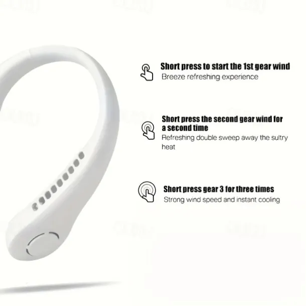 Portable Neck Fan Electric Wireless Fan USB Charging Mini Ventilator Cooling Vaneless Silent Neck Fan Sport Travel Work Learning Neck Hanging Shoulder Neck Fan Touch Third Gear Adjusts Long Range