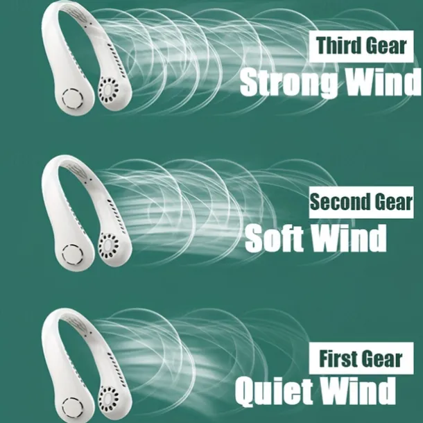 Portable Neck Fan Electric Wireless Fan USB Charging Mini Ventilator Cooling Vaneless Silent Neck Fan Sport Travel Work Learning Neck Hanging Shoulder Neck Fan Touch Third Gear Adjusts Long Range