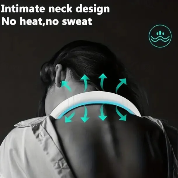 Portable Neck Fan Electric Wireless Fan USB Charging Mini Ventilator Cooling Vaneless Silent Neck Fan Sport Travel Work Learning Neck Hanging Shoulder Neck Fan Touch Third Gear Adjusts Long Range