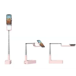 Portable Phone Holder With LED Dimming Light for Live Stream Make Up YouTube TikTok Dimmable LED Camera Ring Light for iPhone & Android Phone