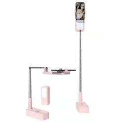 Portable Phone Holder With LED Dimming Light for Live Stream Make Up YouTube TikTok Dimmable LED Camera Ring Light for iPhone & Android Phone