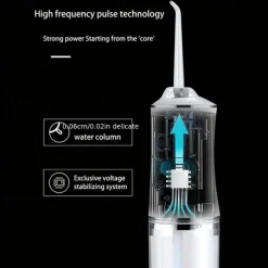 Portable Rechargeable Electric Teeth Irrigator with 4 Green Heads - Effective Oral Dental Seam Washer for Men and Women Perfect for Water Flossing and Cleaning