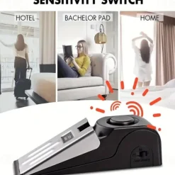 Portable Safety Tool With 120DB Alarm For Home Travel Apartment Door Stop Alarm, Door Stopper Security Device