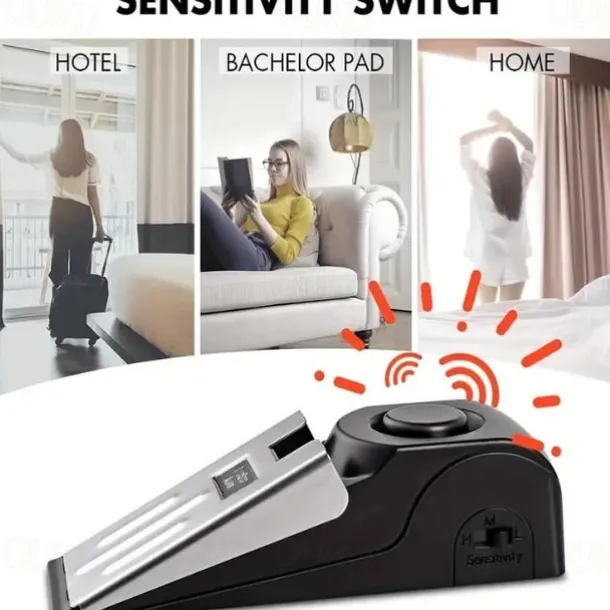 Portable Safety Tool With 120DB Alarm For Home Travel Apartment Door Stop Alarm, Door Stopper Security Device