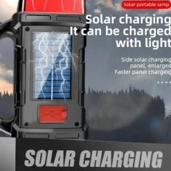 Portable Solar Camping Light - Multifunctional LED Flashlight for Outdoor Hiking, Power Outages - Rechargeable and Super Bright