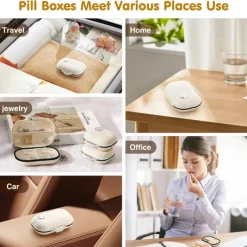 Portable Travel Pill Storage Box with 7 Labeled Compartments - Small Medicine Organizer for Pocket or Wallet, Daily Vitamin and Supplement Holder