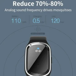 Portable Ultrasonic Mosquito Killer Smart Watch – Waterproof Physical Repellent Bracelet