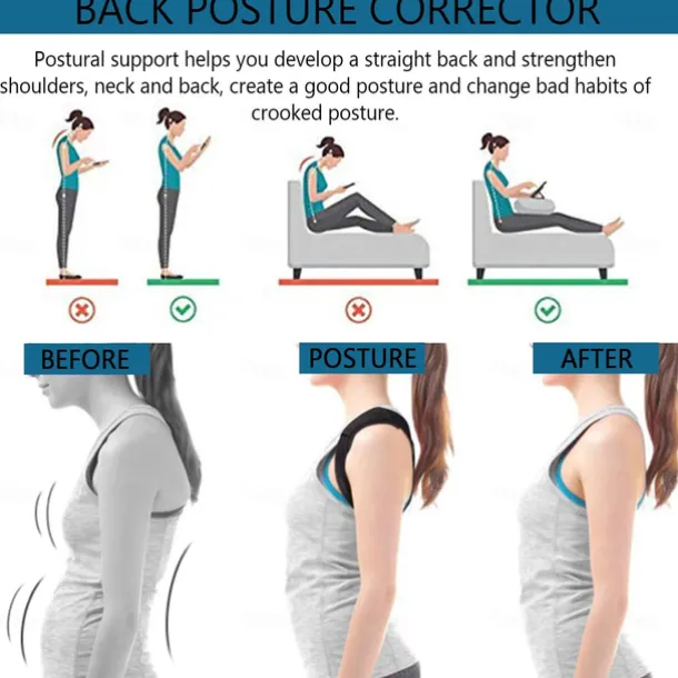 Posture Corrector for Men and Women, Adjustable Back Brace Belt, Support Shoulder Straightener, Back Spine Corrector Providing Pain Relief from Lumbar, Neck, Shoulder, and Clavicle, Back