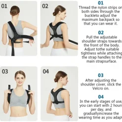 Posture Corrector for Men and Women, Adjustable Back Brace Belt, Support Shoulder Straightener, Back Spine Corrector Providing Pain Relief from Lumbar, Neck, Shoulder, and Clavicle, Back