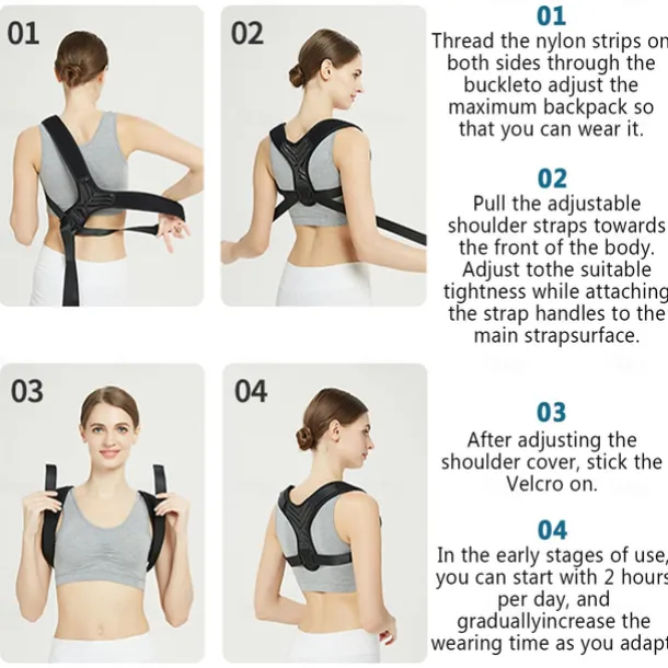 Posture Corrector for Men and Women, Adjustable Back Brace Belt, Support Shoulder Straightener, Back Spine Corrector Providing Pain Relief from Lumbar, Neck, Shoulder, and Clavicle, Back