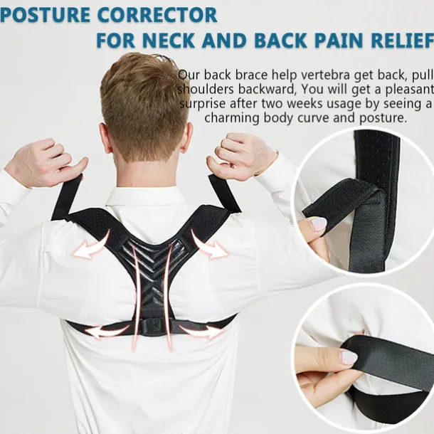Posture Corrector for Men and Women, Adjustable Back Brace Belt, Support Shoulder Straightener, Back Spine Corrector Providing Pain Relief from Lumbar, Neck, Shoulder, and Clavicle, Back