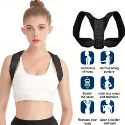 Posture Corrector For Men Women, Comfortable Upper Back Support Straightener With Adjustable Back Strap