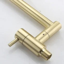 Pot Filler Bathroom Faucet Only Cold Water Stainless Steel, Brushed Golden Nickel Foldable Sink Wall Mount Folding Fill Pot Basin Tap Double Joint Swing Arm Single Hole 2 Handle