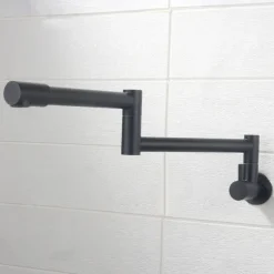 Pot Filler Kitchen Faucet Only Cold Water Stainless Steel, Brushed Black Foldable Sink Wall Mount Folding Fill Pot Kitchen Tap