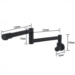 Pot Filler Kitchen Faucet Only Cold Water Stainless Steel, Brushed Black Foldable Sink Wall Mount Folding Fill Pot Kitchen Tap