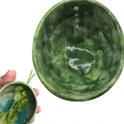 Pottery Herb Stripper Bowl, Small Handmade Resin Herb Stripper, Ceramic Herb Grinder Pill Crusher Set, Grinding is Efficient and Labor-Saving, for Guacamole, Pill Crusher, Spice