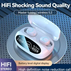 Powerful Bass True Wireless Earbuds Bluetooth 5.3 IPX7 Waterproof Noise Reduction Earphones