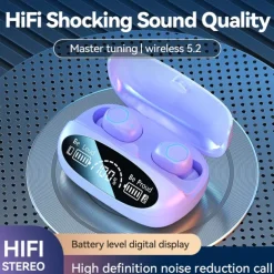 Powerful Bass True Wireless Earbuds Bluetooth 5.3 IPX7 Waterproof Noise Reduction Earphones