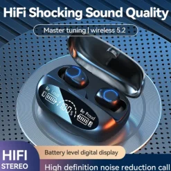 Powerful Bass True Wireless Earbuds Bluetooth 5.3 IPX7 Waterproof Noise Reduction Earphones