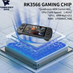 Powkiddy X55 Handheld Game Console with Built-in Games IPS RGB Screen 5.5-Inch (256G 30000 Games), Perfect Christmas Birthday Party Gifts for Friends and Children