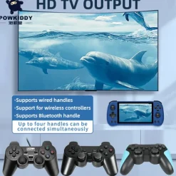 Powkiddy X55 Handheld Game Console with Built-in Games IPS RGB Screen 5.5-Inch (256G 30000 Games), Perfect Christmas Birthday Party Gifts for Friends and Children