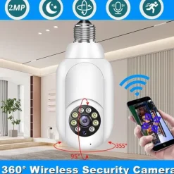 1080P/720P Wifi E27 Bulb Surveillance Camera Full Color Night Vision Motion Detection 4x Digital Zoom 2 Way Voice Indoor Baby Monitor Home Security Netcam