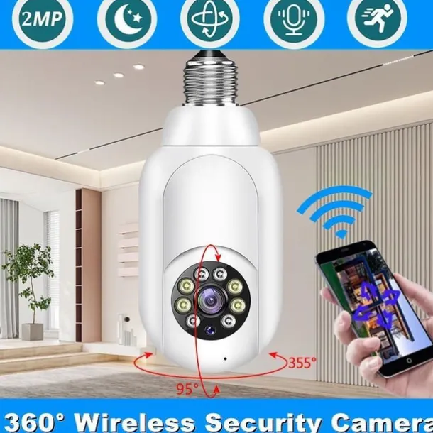 1080P/720P Wifi E27 Bulb Surveillance Camera Full Color Night Vision Motion Detection 4x Digital Zoom 2 Way Voice Indoor Baby Monitor Home Security Netcam