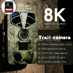 PR906 8K 60MP Digital Hunting Trail Camera Wildlife Camera With Night Vision Motion Activated Outdoor Trigger Camera