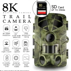 PR906 8K 60MP Digital Hunting Trail Camera Wildlife Camera With Night Vision Motion Activated Outdoor Trigger Camera