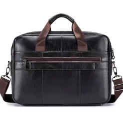 Premium Brown Leather Briefcase - Elegant Business Laptop Bag with Multiple Pockets, Durable for Professional Use and Travel