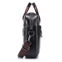 Premium Brown Leather Briefcase - Elegant Business Laptop Bag with Multiple Pockets, Durable for Professional Use and Travel