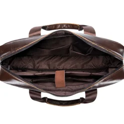 Premium Brown Leather Briefcase - Elegant Business Laptop Bag with Multiple Pockets, Durable for Professional Use and Travel