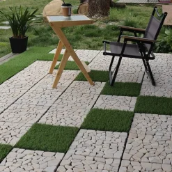 Premium Self-Laying Wood Plastic Floor Outdoor Patio Balcony Courtyard Decoration Natural Stone Look, Anti-Corrosion, Non-Slip, Easy Assembly