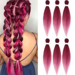 Pre-Stretched Colorful Ombre Braids Hair Extensions 26 inch 6 packs Synthetic Crochet Braids Hot Water Setting and Easy to Braid 26inch 6packs