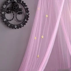 Princess Bed Canopy for Girls, Fantasy Tulle Girls Room Decor Crown Bed Curtains - 360° Encrypted Tulle Bed Canopy to Cover Toddler Crib