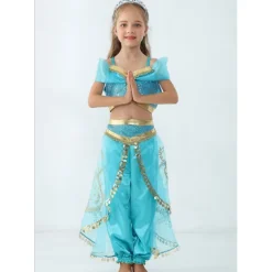 Princess Jasmine Costume Girls' Fairytale Theme Performance Cosplay Costumes Theme Party Sequins Polyester / Top / Pants World Book Day Costumes