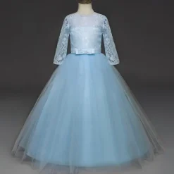 Princess Lace Prom Dress Flower Girl Dress 3-13 Years Kids Little Girls' Floral Lace Party Wedding Evening Hollow Out Lace Tulle Maxi Short Sleeve Flower Gowns Wedding Guest