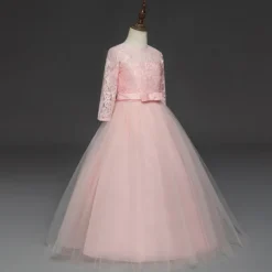 Princess Lace Prom Dress Flower Girl Dress 3-13 Years Kids Little Girls' Floral Lace Party Wedding Evening Hollow Out Lace Tulle Maxi Short Sleeve Flower Gowns Wedding Guest