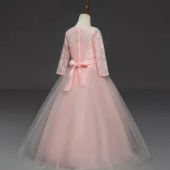 Princess Lace Prom Dress Flower Girl Dress 3-13 Years Kids Little Girls' Floral Lace Party Wedding Evening Hollow Out Lace Tulle Maxi Short Sleeve Flower Gowns Wedding Guest