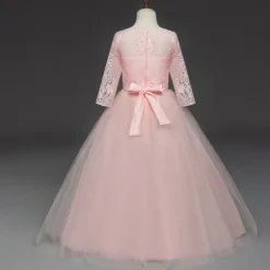 Princess Lace Prom Dress Flower Girl Dress 3-13 Years Kids Little Girls' Floral Lace Party Wedding Evening Hollow Out Lace Tulle Maxi Short Sleeve Flower Gowns Wedding Guest