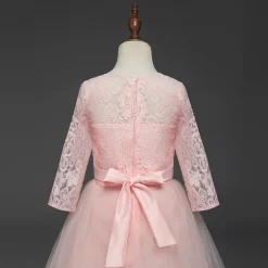 Princess Lace Prom Dress Flower Girl Dress 3-13 Years Kids Little Girls' Floral Lace Party Wedding Evening Hollow Out Lace Tulle Maxi Short Sleeve Flower Gowns Wedding Guest