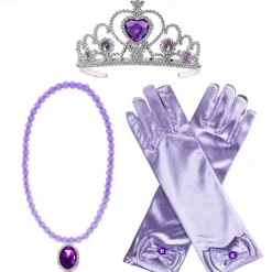 Princess Mermaid Wig Ariel Braid with Princess Tiara Necklace Gloves Not Including Dress Princess Mermaid Ariel Dress Up Cosplay Accessories for Kids Girls Halloween Wigs